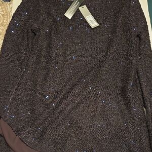 Apt 9 Dark Purple Angled  Sequin Sweater